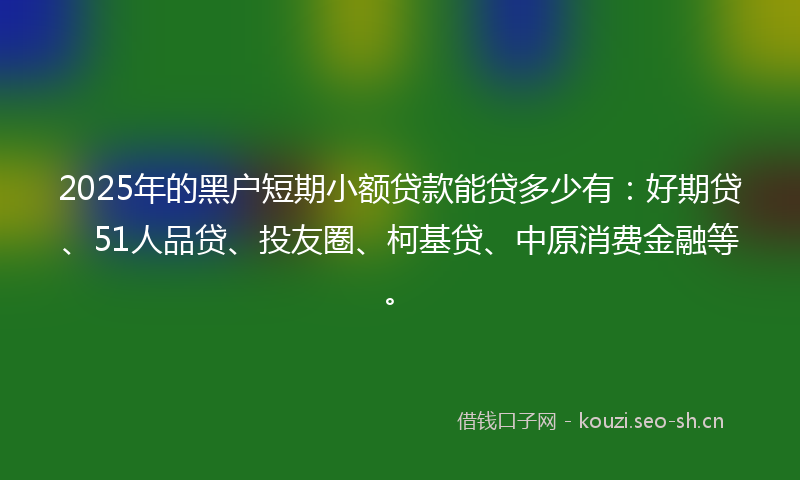 2025年的黑户短期小额贷款能贷多少有：好期贷、51人品贷、投友圈、柯基贷、中原消费金融等。