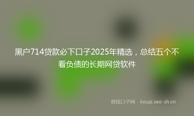 黑户714贷款必下口子2025年精选，总结五个不看负债的长期网贷软件