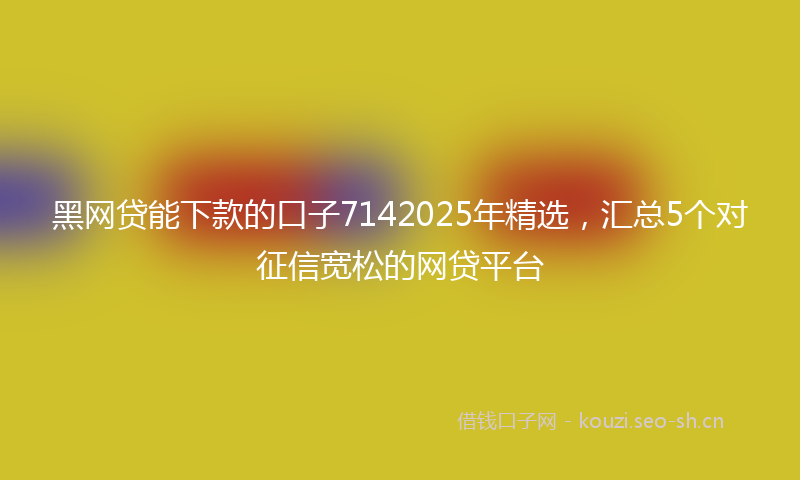 黑网贷能下款的口子7142025年精选，汇总5个对征信宽松的网贷平台