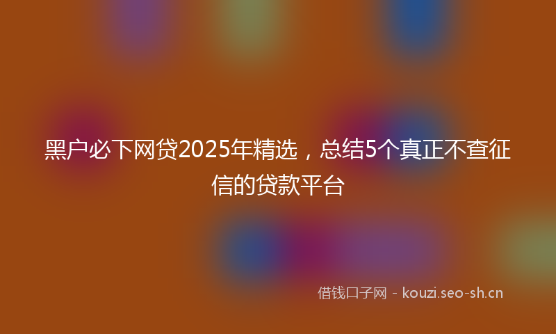 黑户必下网贷2025年精选，总结5个真正不查征信的贷款平台