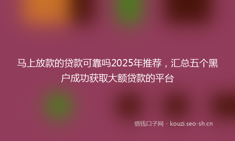 马上放款的贷款可靠吗2025年推荐，汇总五个黑户成功获取大额贷款的平台
