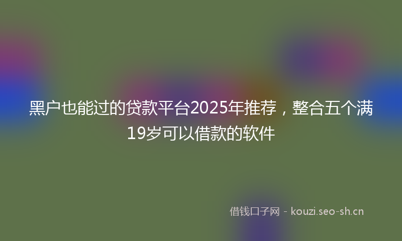 黑户也能过的贷款平台2025年推荐，整合五个满19岁可以借款的软件