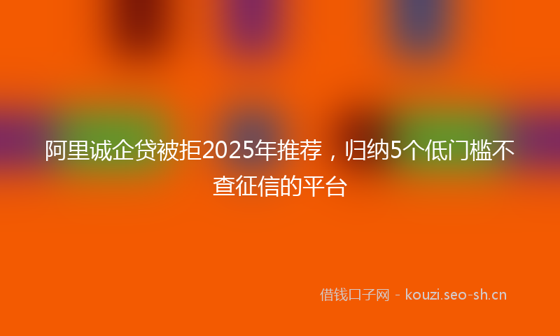 阿里诚企贷被拒2025年推荐，归纳5个低门槛不查征信的平台