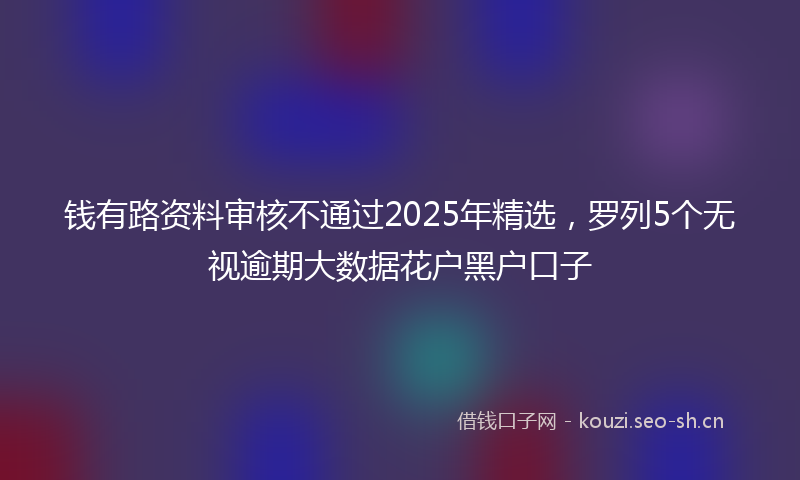 钱有路资料审核不通过2025年精选，罗列5个无视逾期大数据花户黑户口子