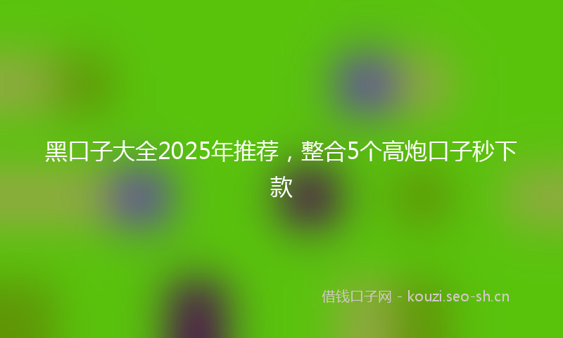 黑口子大全2025年推荐，整合5个高炮口子秒下款