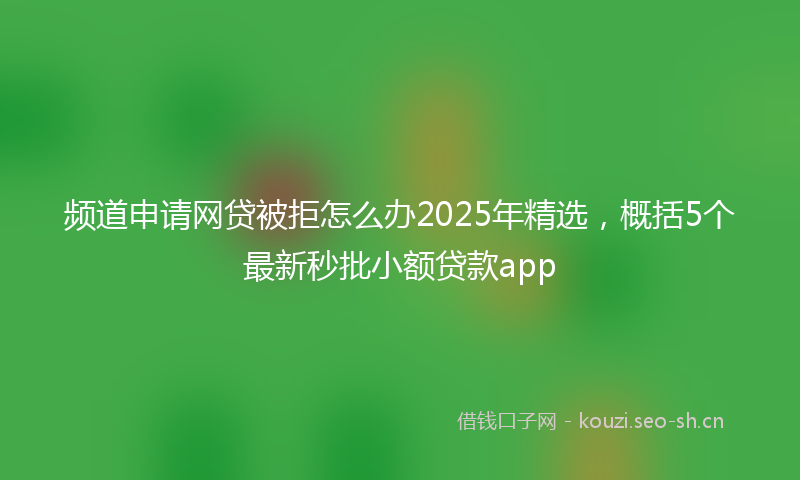 频道申请网贷被拒怎么办2025年精选，概括5个最新秒批小额贷款app