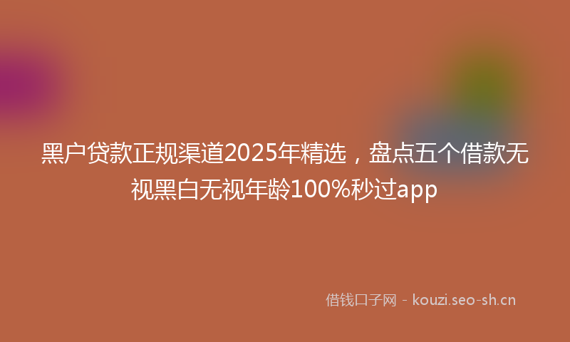 黑户贷款正规渠道2025年精选，盘点五个借款无视黑白无视年龄100%秒过app