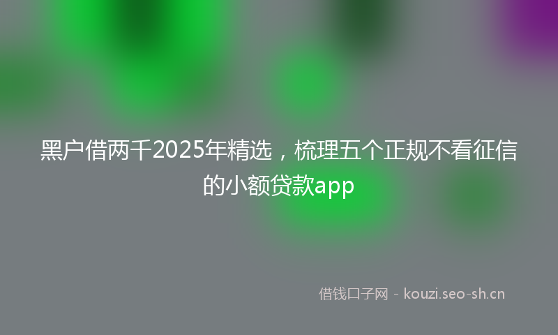 黑户借两千2025年精选，梳理五个正规不看征信的小额贷款app
