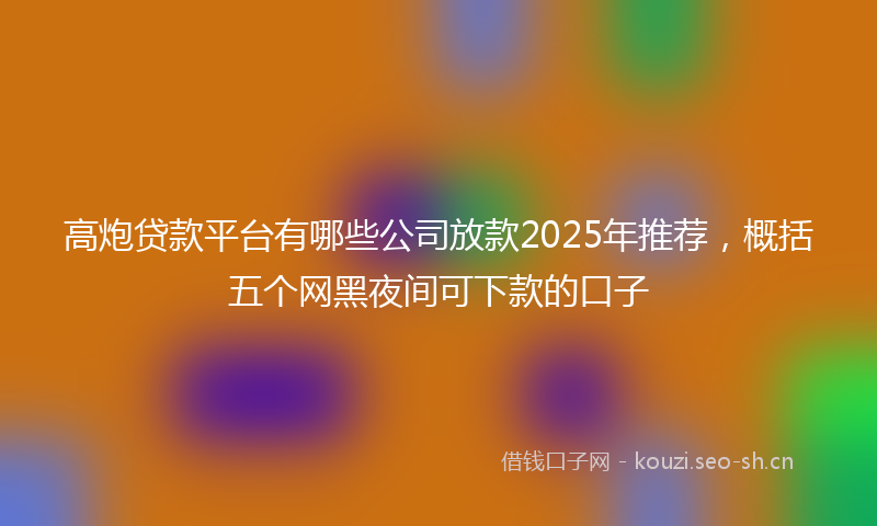 高炮贷款平台有哪些公司放款2025年推荐，概括五个网黑夜间可下款的口子