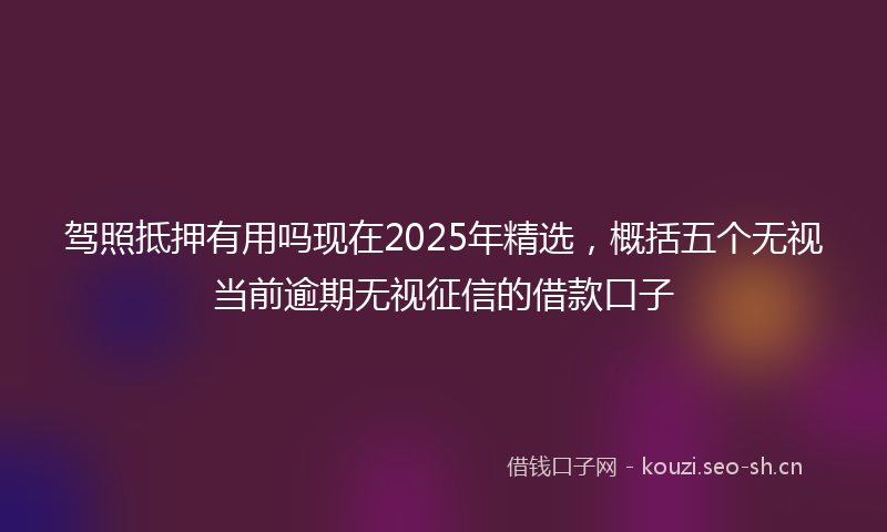 驾照抵押有用吗现在2025年精选,概括五个无视当前逾期无视征信的借款口子