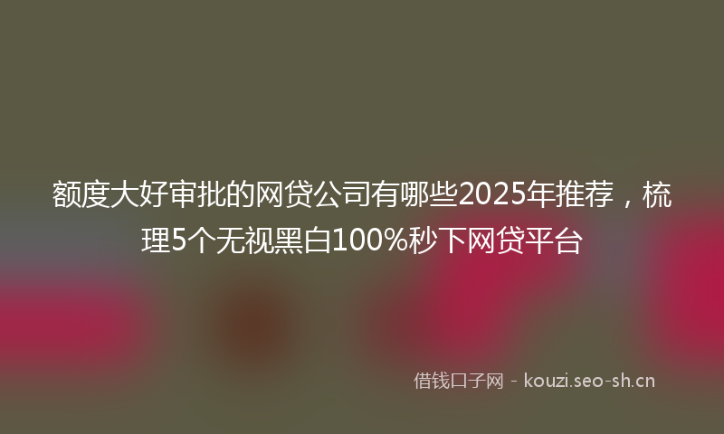 额度大好审批的网贷公司有哪些2025年推荐,梳理5个无视黑白100%秒下网贷平台