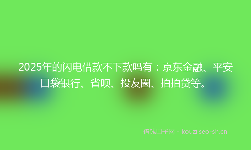 2025年的闪电借款不下款吗有：京东金融、平安口袋银行、省呗、投友圈、拍拍贷等。