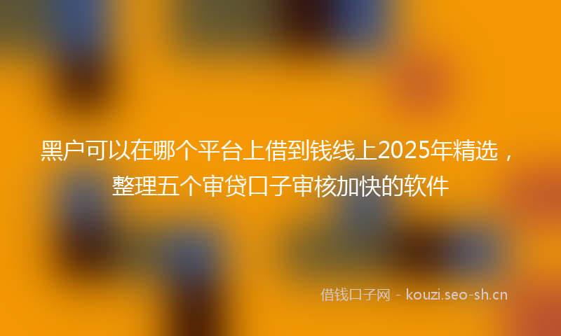 黑户可以在哪个平台上借到钱线上2025年精选,整理五个审贷口子审核加快的软件