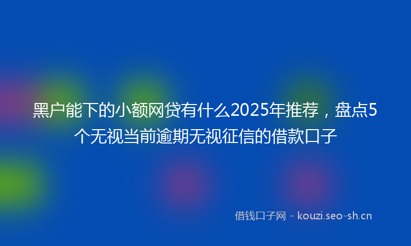 黑户能下的小额网贷有什么2025年推荐，盘点5个无视当前逾期无视征信的借款口子