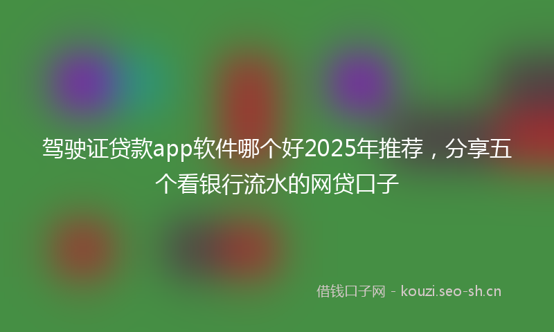 驾驶证贷款app软件哪个好2025年推荐，分享五个看银行流水的网贷口子