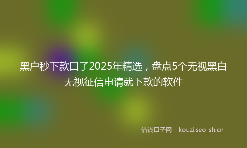 黑户秒下款口子2025年精选，盘点5个无视黑白无视征信申请就下款的软件