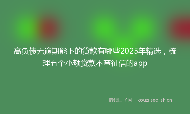 高负债无逾期能下的贷款有哪些2025年精选，梳理五个小额贷款不查征信的app