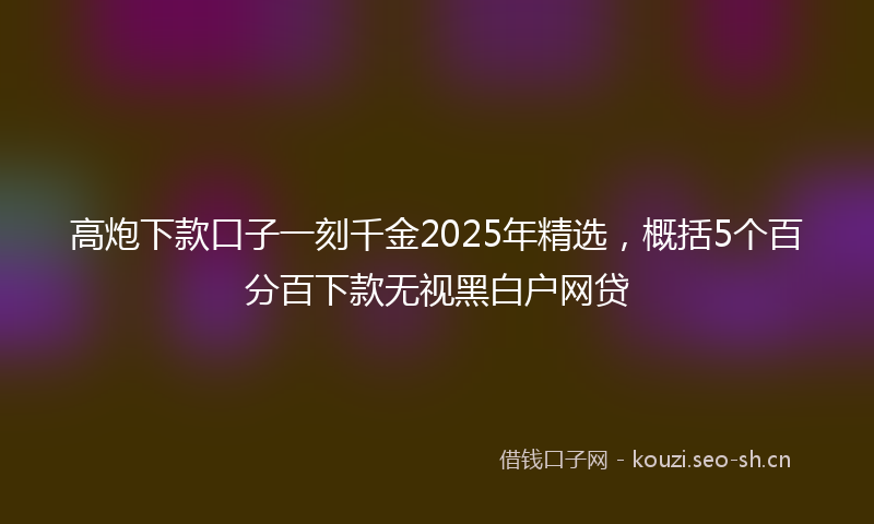 高炮下款口子一刻千金2025年精选，概括5个百分百下款无视黑白户网贷