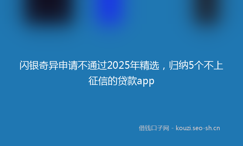 闪银奇异申请不通过2025年精选，归纳5个不上征信的贷款app