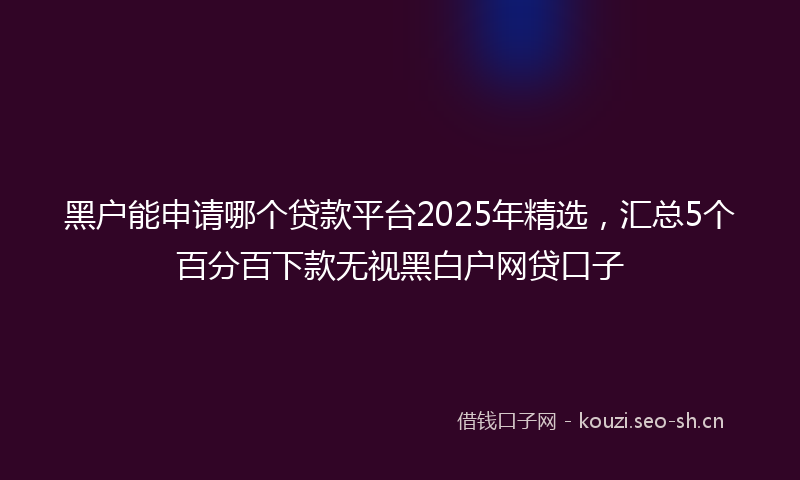 黑户能申请哪个贷款平台2025年精选，汇总5个百分百下款无视黑白户网贷口子