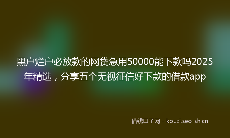 黑户烂户必放款的网贷急用50000能下款吗2025年精选，分享五个无视征信好下款的借款app