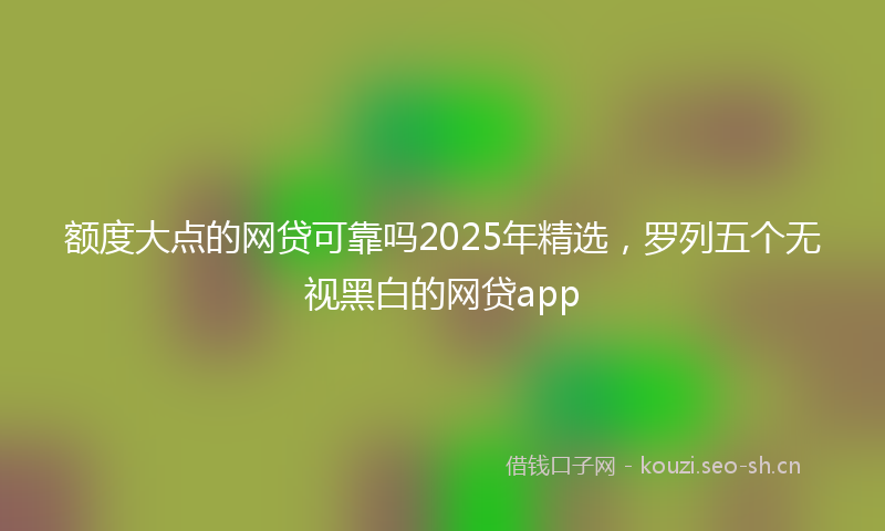 额度大点的网贷可靠吗2025年精选,罗列五个无视黑白的网贷app