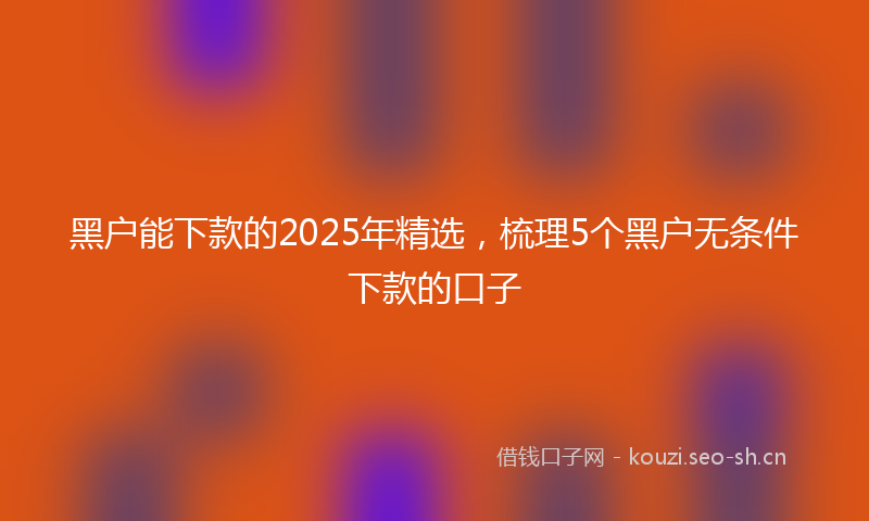 黑户能下款的2025年精选,梳理5个黑户无条件下款的口子