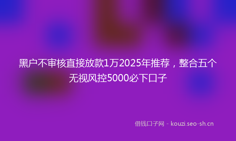 黑户不审核直接放款1万2025年推荐，整合五个无视风控5000必下口子