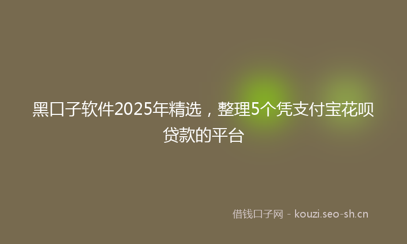 黑口子软件2025年精选，整理5个凭支付宝花呗贷款的平台