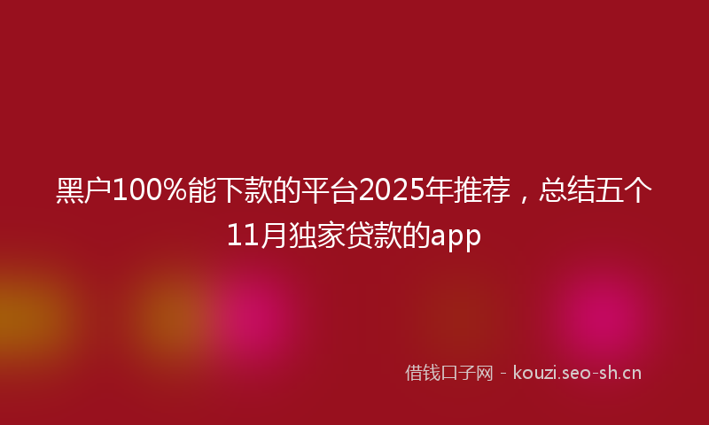 黑户100%能下款的平台2025年推荐，总结五个11月独家贷款的app