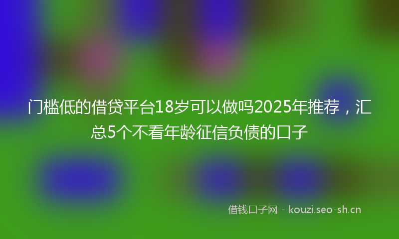 门槛低的借贷平台18岁可以做吗2025年推荐，汇总5个不看年龄征信负债的口子