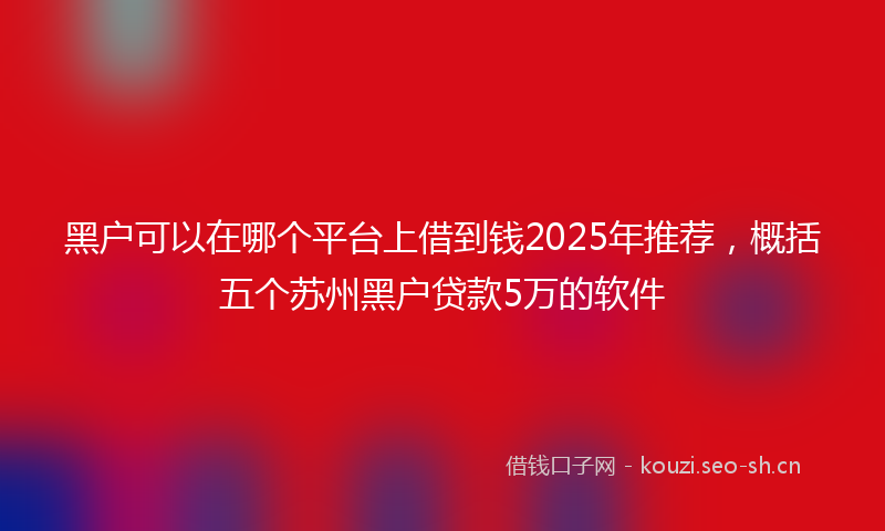 黑户可以在哪个平台上借到钱2025年推荐，概括五个苏州黑户贷款5万的软件