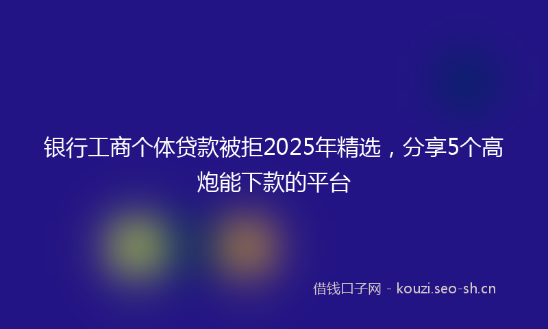 银行工商个体贷款被拒2025年精选,分享5个高炮能下款的平台