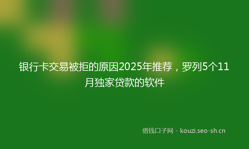 银行卡交易被拒的原因2025年推荐，罗列5个11月独家贷款的软件