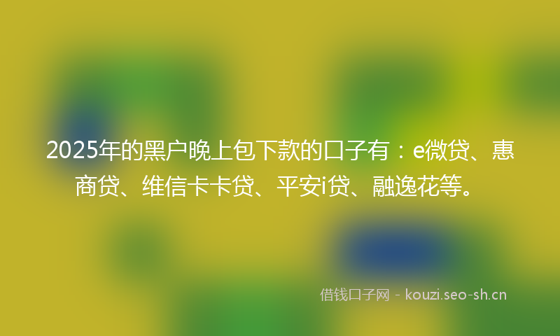 2025年的黑户晚上包下款的口子有:e微贷、惠商贷、维信卡卡贷、平安i贷、融逸花等。