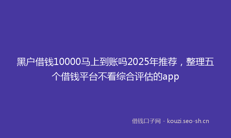 黑户借钱10000马上到账吗2025年推荐，整理五个借钱平台不看综合评估的app