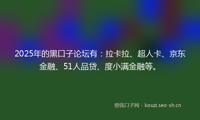2025年的黑口子论坛有:拉卡拉、超人卡、京东金融、51人品贷、度小满金融等。