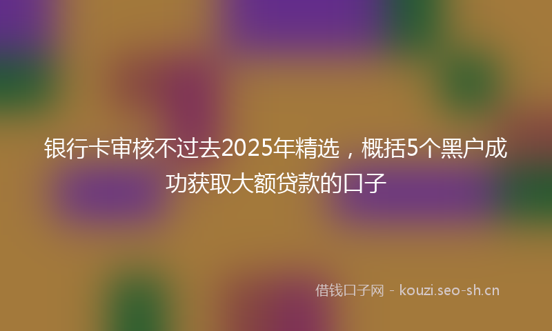 银行卡审核不过去2025年精选，概括5个黑户成功获取大额贷款的口子