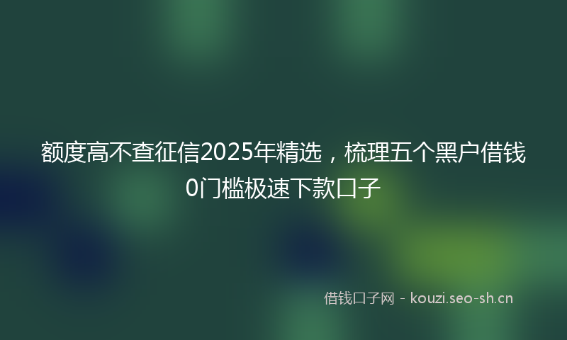 额度高不查征信2025年精选，梳理五个黑户借钱0门槛极速下款口子