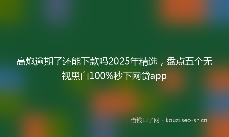 高炮逾期了还能下款吗2025年精选，盘点五个无视黑白100%秒下网贷app