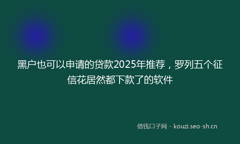 黑户也可以申请的贷款2025年推荐，罗列五个征信花居然都下款了的软件