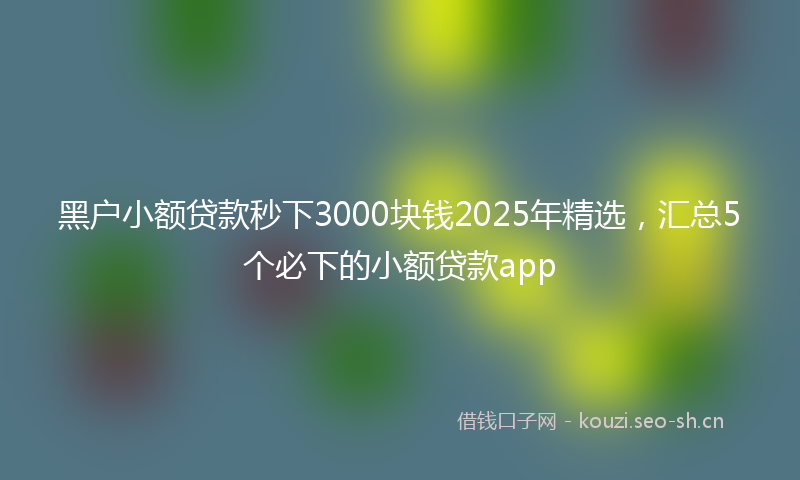 黑户小额贷款秒下3000块钱2025年精选，汇总5个必下的小额贷款app