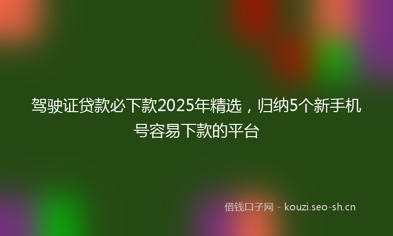 驾驶证贷款必下款2025年精选，归纳5个新手机号容易下款的平台