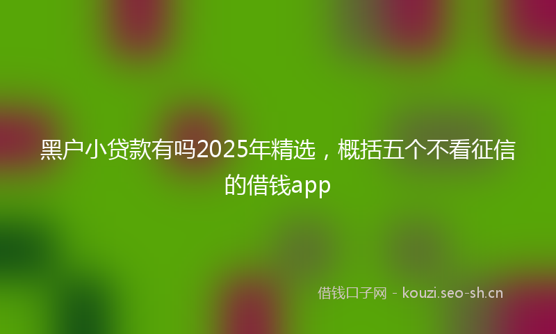 黑户小贷款有吗2025年精选，概括五个不看征信的借钱app