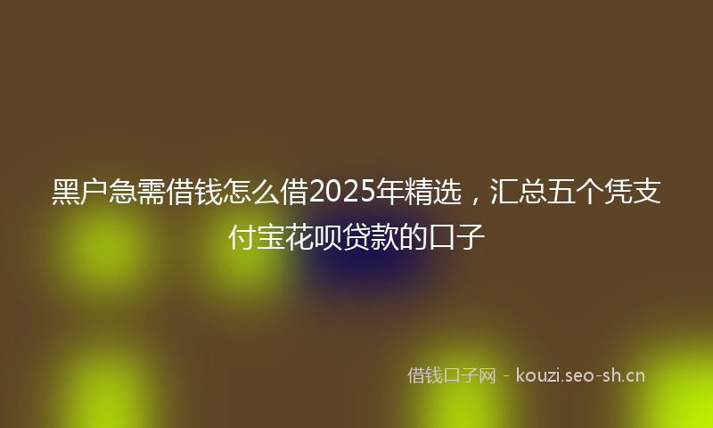 黑户急需借钱怎么借2025年精选，汇总五个凭支付宝花呗贷款的口子