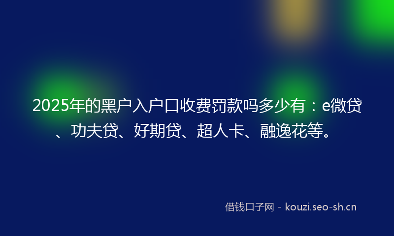 2025年的黑户入户口收费罚款吗多少有:e微贷、功夫贷、好期贷、超人卡、融逸花等。