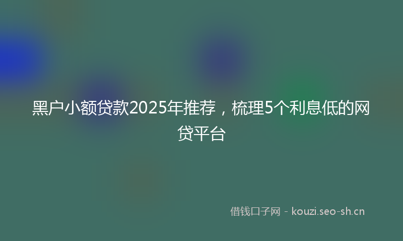 黑户小额贷款2025年推荐，梳理5个利息低的网贷平台