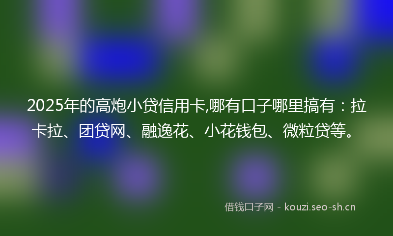 2025年的高炮小贷信用卡,哪有口子哪里搞有:拉卡拉、团贷网、融逸花、小花钱包、微粒贷等。