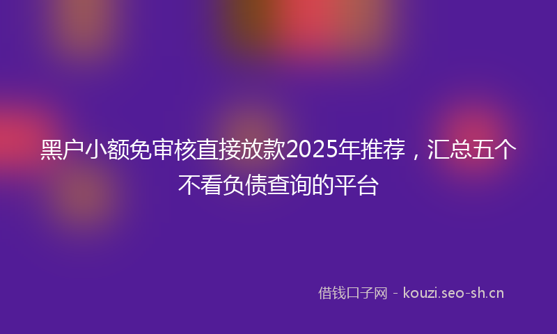 黑户小额免审核直接放款2025年推荐，汇总五个不看负债查询的平台
