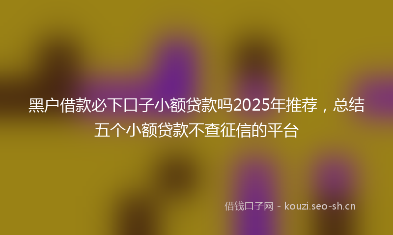 黑户借款必下口子小额贷款吗2025年推荐,总结五个小额贷款不查征信的平台